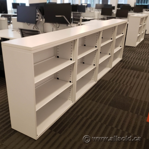 Steelcase White Metal 3 Shelf Bookcase w/ Adjustable Shelves Allsold